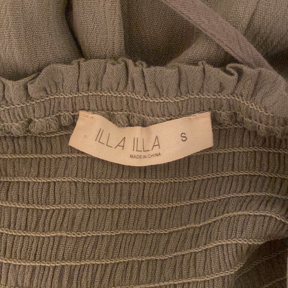 One Piece Smocked Jumper Wide Leg Ruffled Open Back Halter Tie Neck Size S - Picture 5 of 11